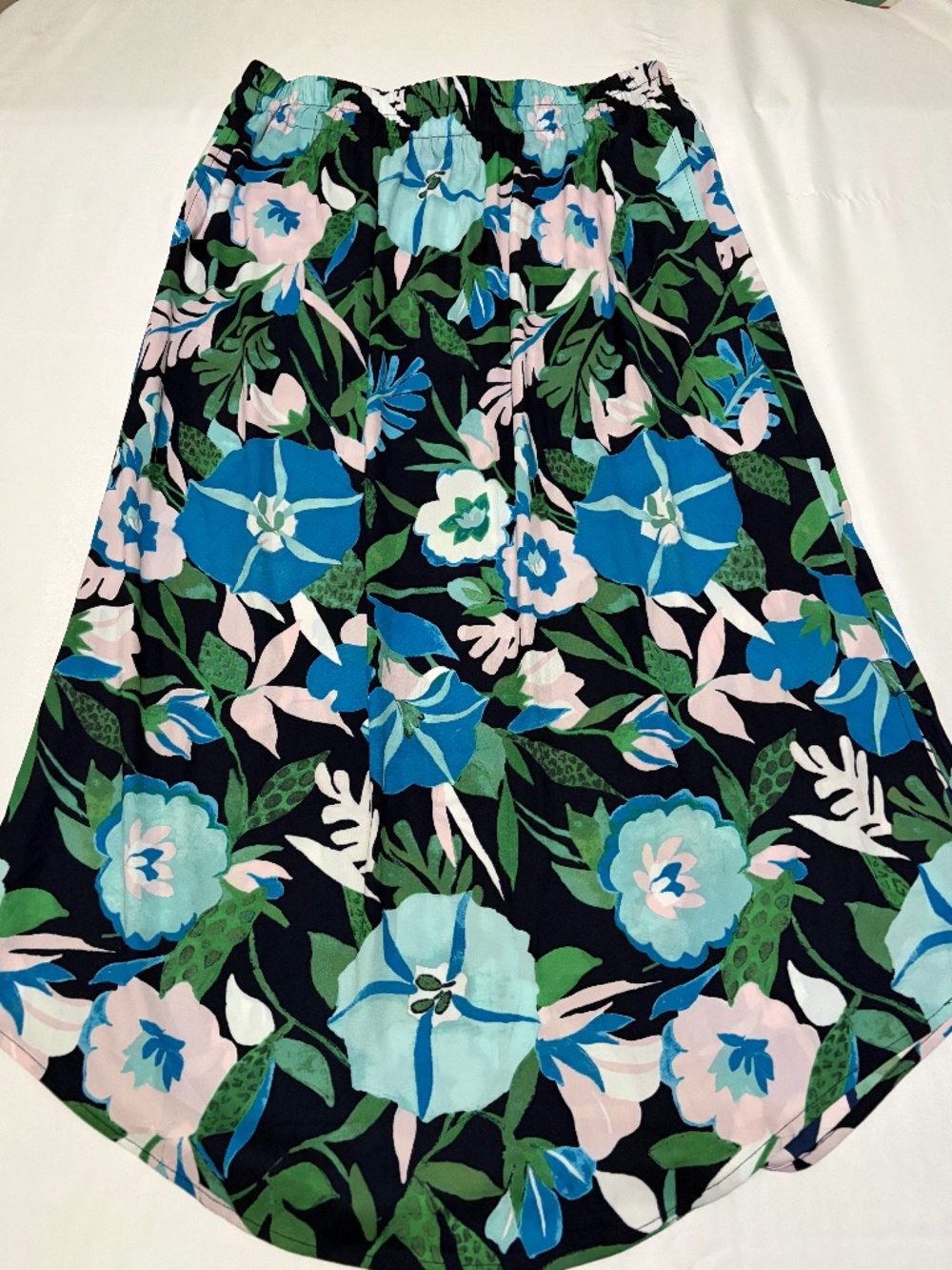 LOFT Petites Floral Midi Skirt Medium Petite Elastic Waist
